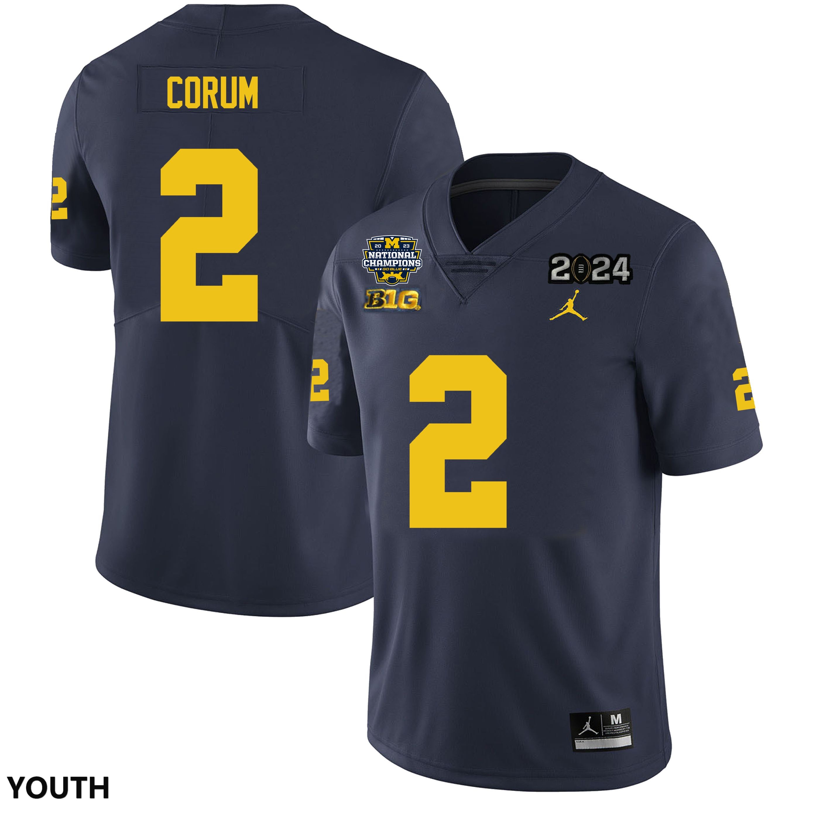 Youth NCAA Michigan Wolverines Blake Corum #2 Navy National Champions Stitched College Football Jersey HT258I7ME